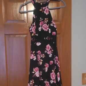 NOBO Black Dress with Pink Floral Design